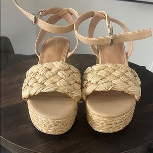 Marc Fisher Beige Braided Platform Sandals  perfect summer shoe